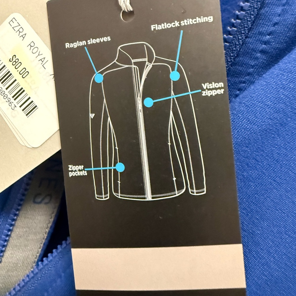 Bandon Dunes Vibrant Ezra Royal Blue Zip-Up Sweatshirt - Picture 6 of 8